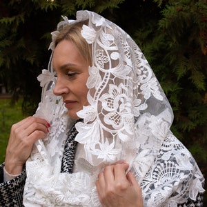 Ivory Infinity mantilla, church Trinity Veil, Catholic Veil, Mass Veil