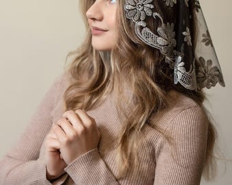 Our lady of Fatima veil , Catholic head covering veil for church, Catholic lace mantilla