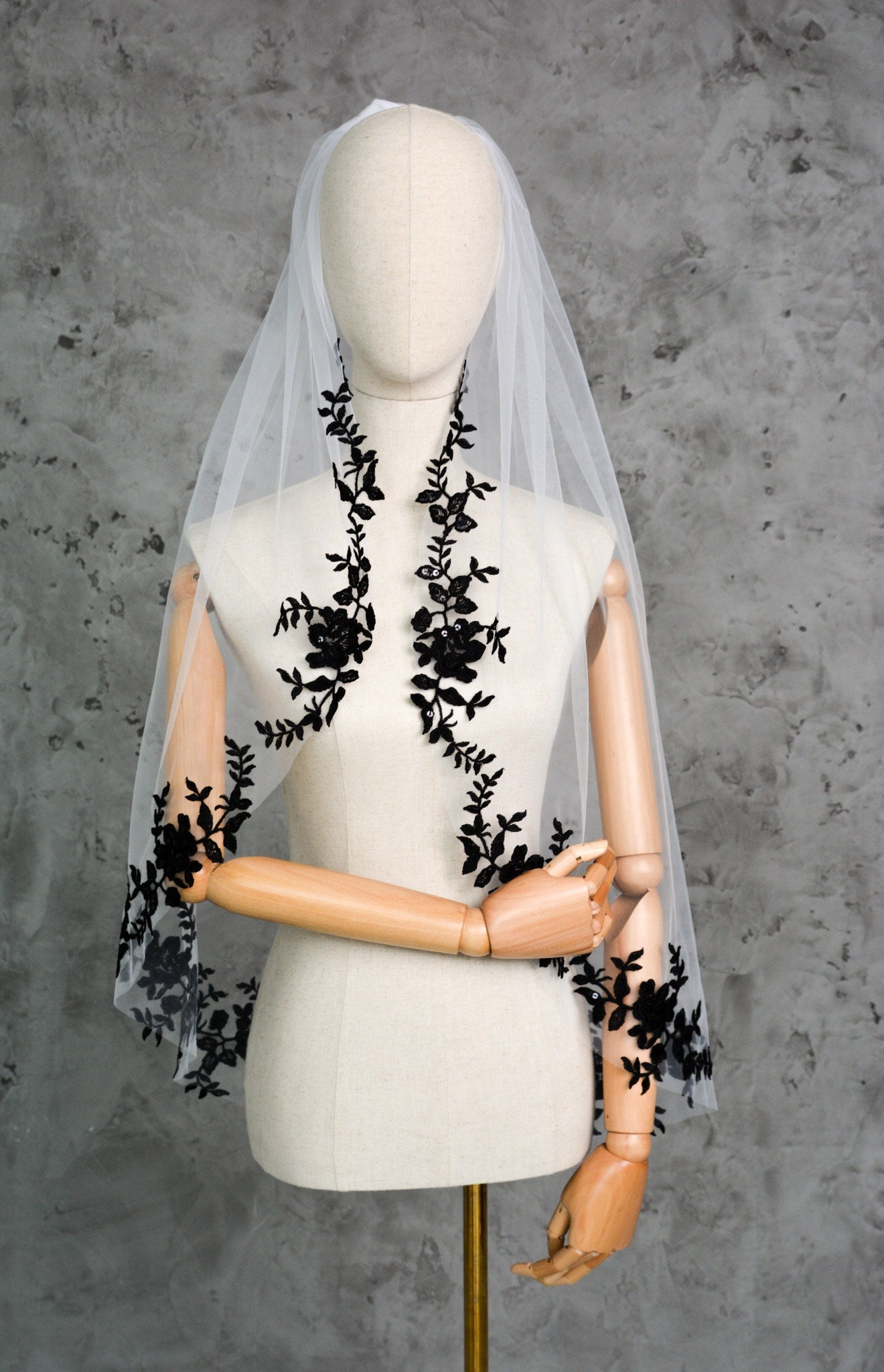 Black and White Veil Etsy