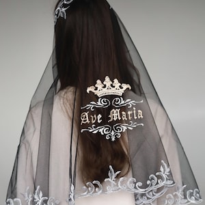 Limited Black Long Veil, Long Mantilla for church, Black Catholic Veil, Chapel Veils