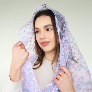 Cathedral veil, pink veil lace, chapel veil for mass, Our Lady of Guadalupe veil