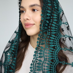 Lace Chapel Veil Mantilla ,Triangle chapel veil, catholic veil for latin mass scarf religious head lace covering veil