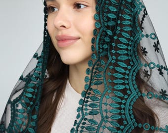 Lace Chapel Veil Mantilla ,Triangle chapel veil, catholic veil for latin mass scarf religious head lace covering veil