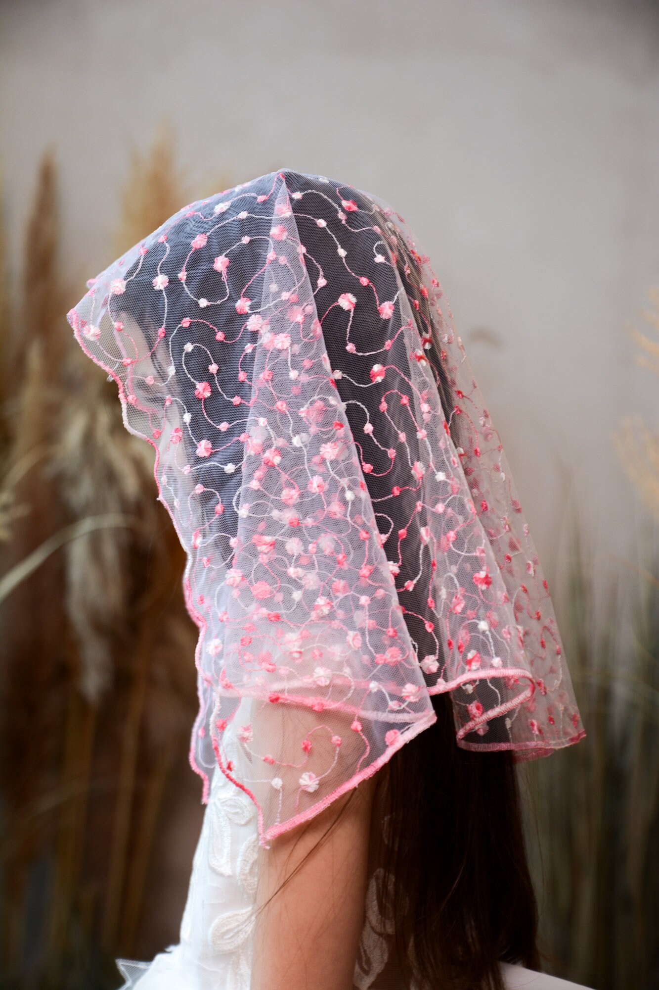 Pink Child Veil, Pink Kid Veil for Mass, Child Lace Mantilla - Etsy