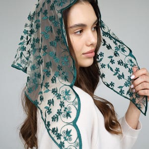 Green Church Veil, Green Catholic Veil for Church, Green Mantilla