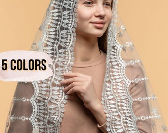 NEW!! Lace Chapel Veil Mantilla ,Triangle chapel veil, catholic veil for latin mass scarf religious head lace covering veil