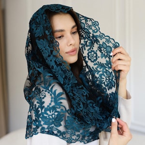 Catholic head covering veil for church, Latin Mass Mantilla, Infinity chapel veil,  Catholic lace mantilla