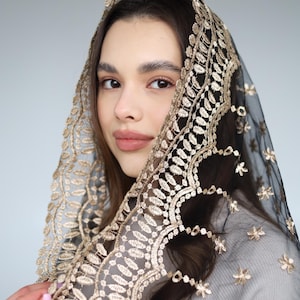Black Mass veil,long veil Mantilla, Faith Head Coverings Holy, Chapel Veils