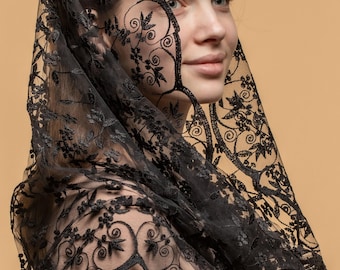 Infinity Black Veil, infinity church mantilla, Catholic black veil