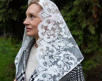 Ivory Mass veil, Infinity veil Mantilla, Faith Head Coverings Holy, Chapel Veils