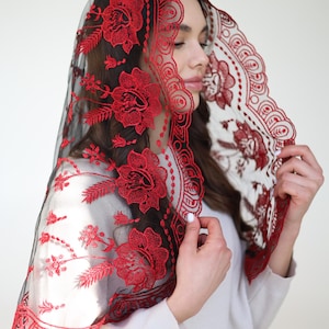 Chantilly Lace Infinity Veil Seven Colors Vintage Inspired Lace Chapel Veil Scarf Mantilla