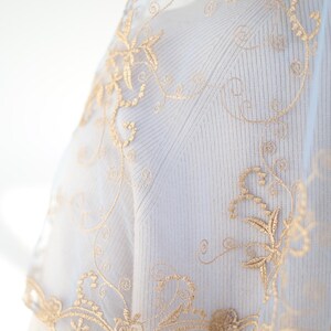 Long Gold Chapel veil, latin mass veil, veil for church, catholic mass veil, cathedral veil lace image 7