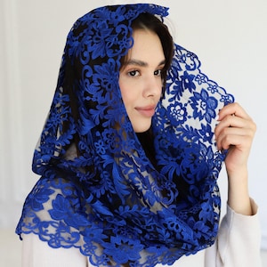 Catholic head covering veil for church, Latin Mass Mantilla, Infinity chapel veil,  Catholic lace mantilla