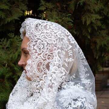 Voile Mantille Dentelle Ivoire Première Communion Fille - Accessoire Élégant Pour Messe, Baptême Et Cérémonies Religieuses