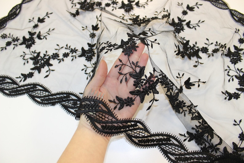 Black Traditional Catholic d shape Mantilla veil, black Lace scarf, black church veil 003 image 8