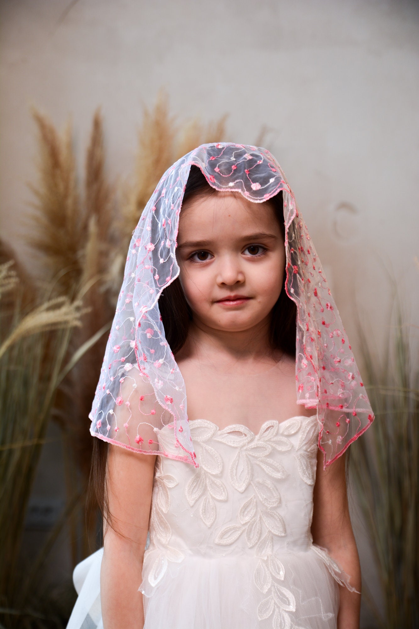 Pink Child Veil, Pink Kid Veil for Mass, Child Lace Mantilla - Etsy