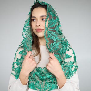 Infinity Green veil, Infinity veil Mantilla, Faith Head Coverings Holy, Chapel Veils