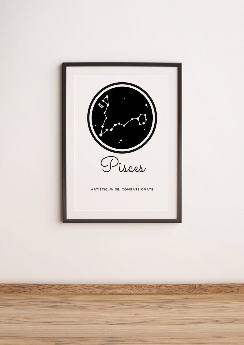 Pisces Constellation Zodiac Sign Print Astrological Wall Art | Etsy