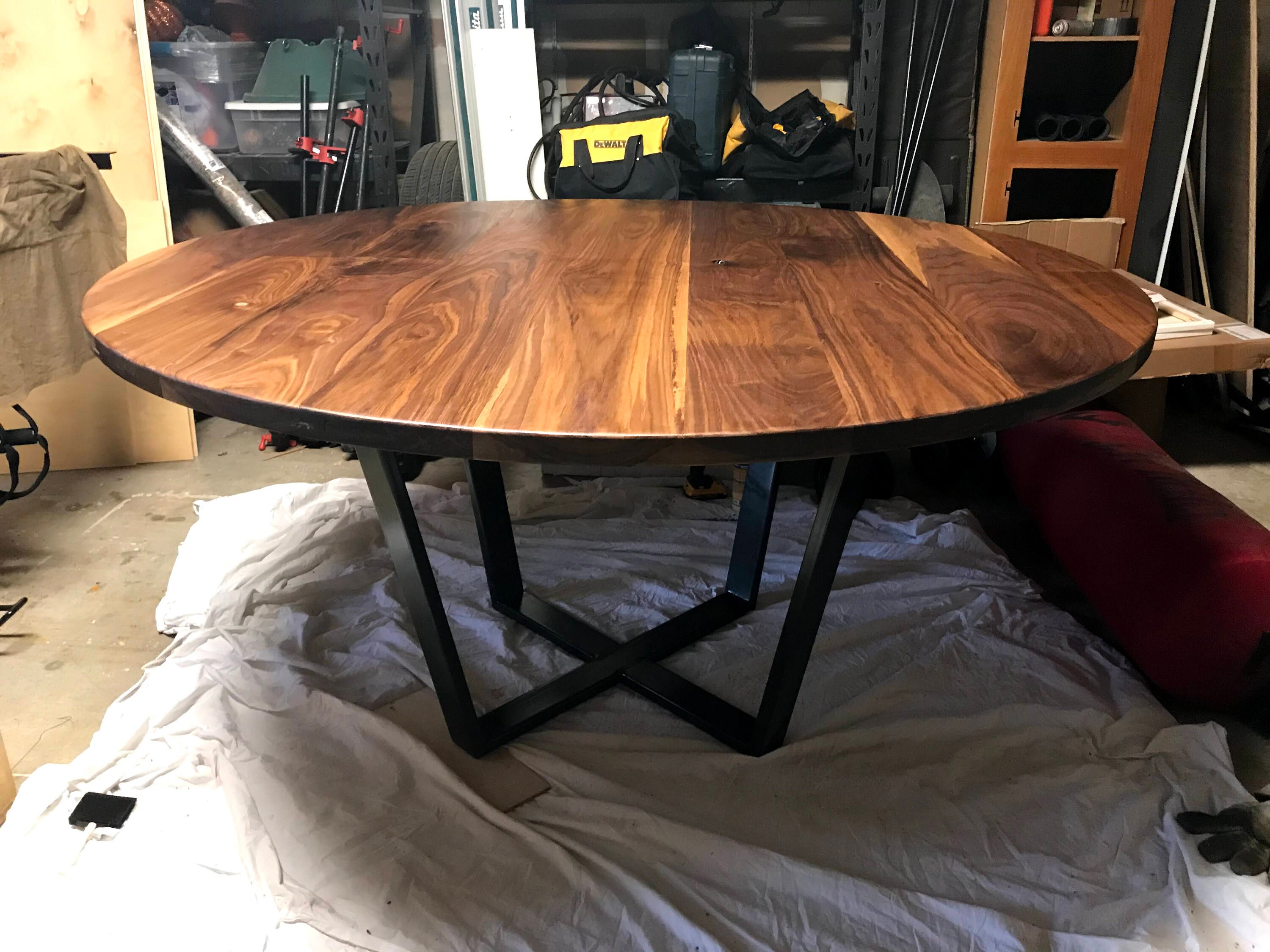 Dining Table Walnut Round Etsy