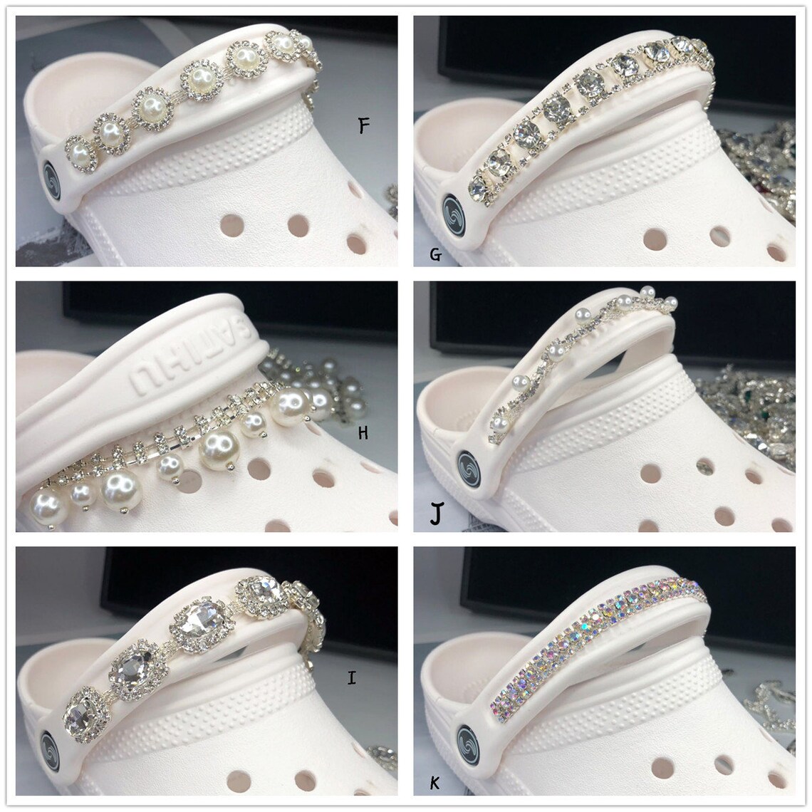 Croc Charms Pearl Chains for 1set Croc Charms Rhinestone Etsy