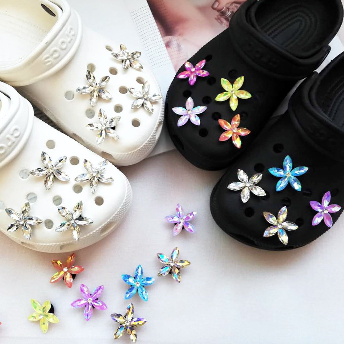 Croc Charms Rhinestone Flower Decoration Crystal Rhinestone Etsy
