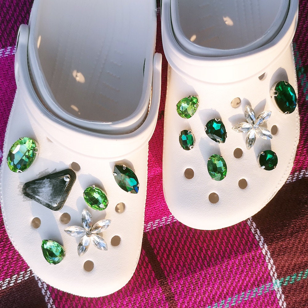 Croc Charms Green Jewelry Set Bling Clog Rhinestone Ornaments Etsy