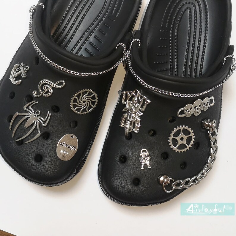 Crocs Charm Set of 12 Custom Punk Designer Skull Clog Charms Etsy