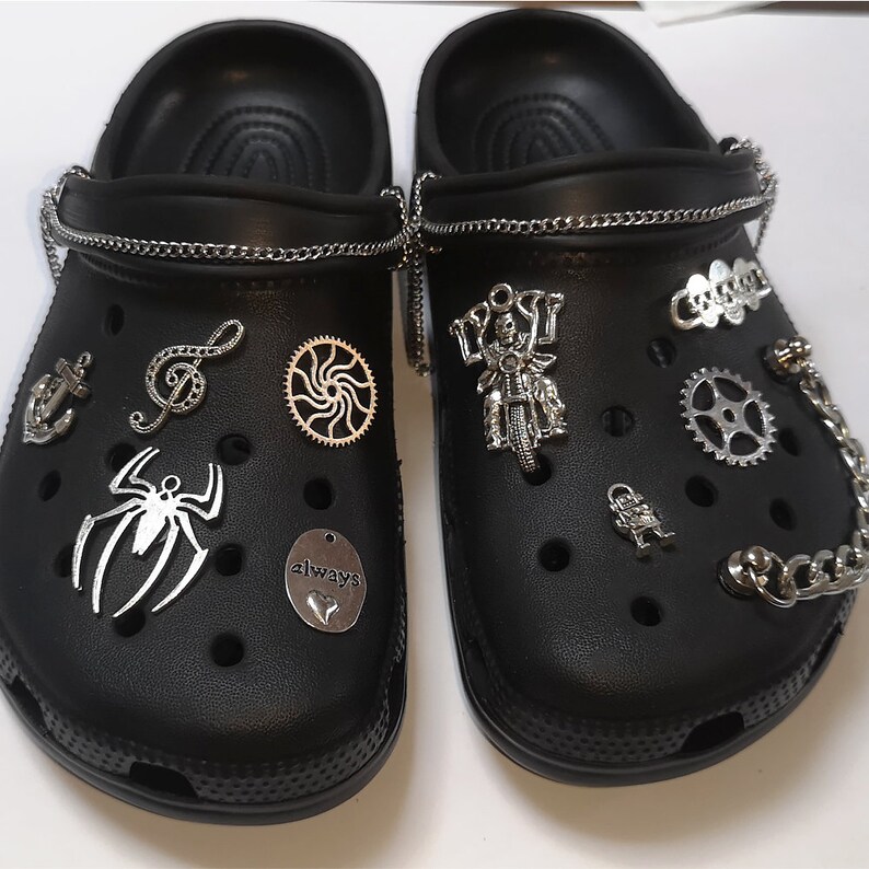 Crocs Charm Set of 12 Custom Punk Designer Skull Clog Charms Etsy