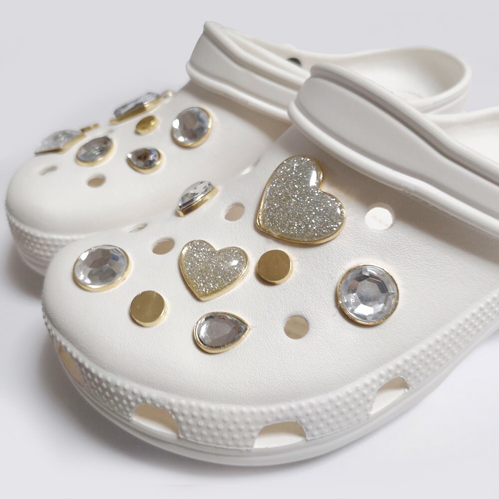 Croc Charms Set Bling Heart Rhinestone Decoration Simple Charm Etsy