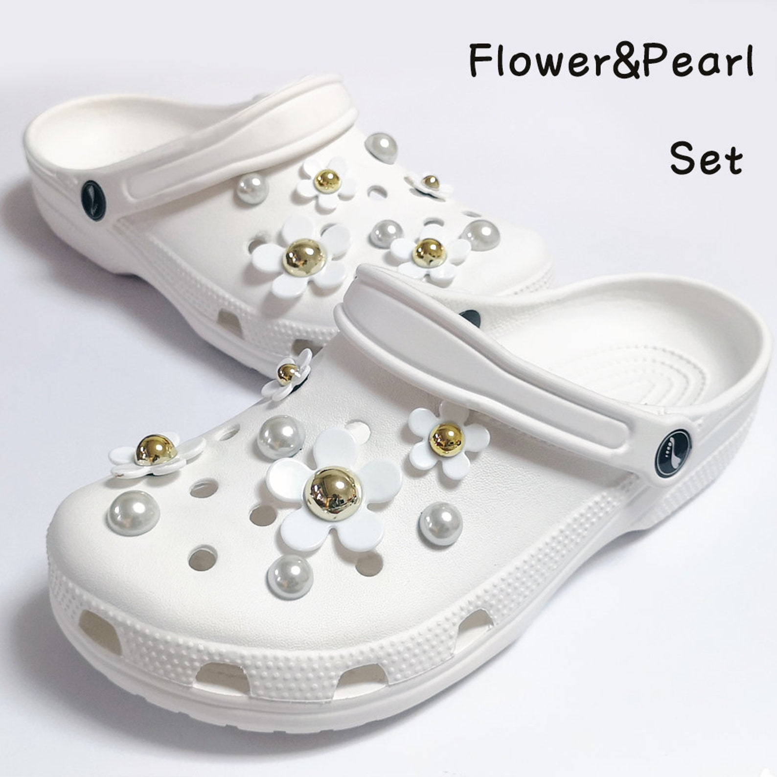 Croc Charms Flower Set Designer Clog Pearl Diy Croc Jewelry Etsy