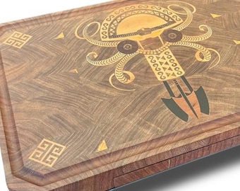 Mayan Head Inlay Cutting Board CNC SVG