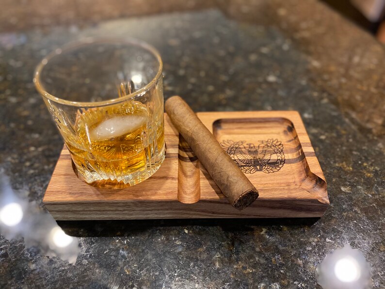 Whiskey and Cigar Ashtray Combo Personalized Gift Etsy