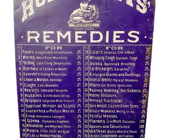 Antique Humphreys' Remedies Tin Sign from Display Medical Cabinet Door