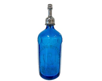 Vintage Rothenberg Bottling Co. Blue Seltzer Bottle Brooklyn, NY Czechoslovakia