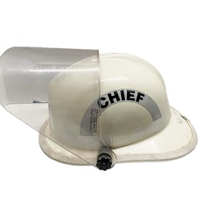 Vintage Fire Chief White Firefighter Helmet w/ Eye Shield