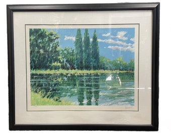 Aldo Luongo "Three Cypress" Hand Signed Framed Fine Art