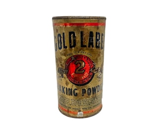 Vintage Paper Gold Label Baking Powder Tin 2lb
