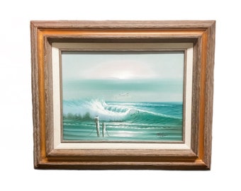 Vintage Taylor Seascape Oil Painting Morning Waves - Framed