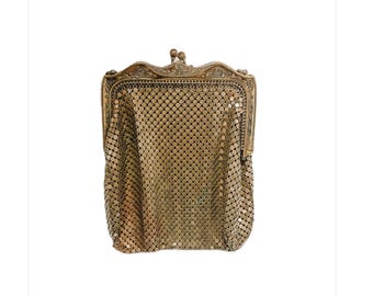 Vintage Art Nouveau Gold Metal Mesh Purse Possibly Whiting & Davis Repairable