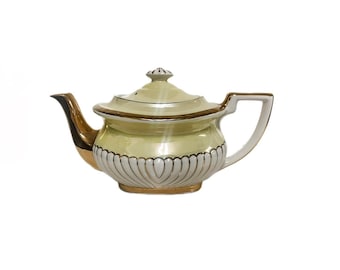 Vintage Georgian Gibson's Lustreware Teapot in yellow gold Made in England 1950s