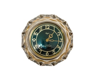 Vintage Majak Crystal Desk Clock 11 Jewels Mechanical Made in USSR