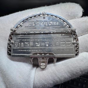 Sekhmet Sterling Silver Brooch - Lapis Lazuli and Cubic Zirconia - Ancient Egyptian Revival Replica image 2