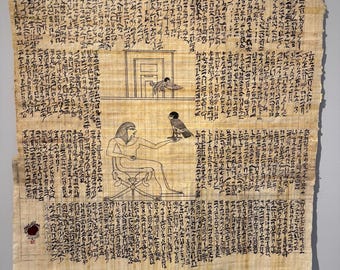 The Dispute of a Man with his Ba - Handwritten Ancient Egyptian Art - Recreation on Papyrus Paper