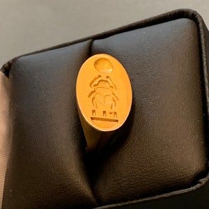 Tutankhamun - Throne Name - Unique Design - Wax Seal Sterling Silver-Gold Plated Signet Ring