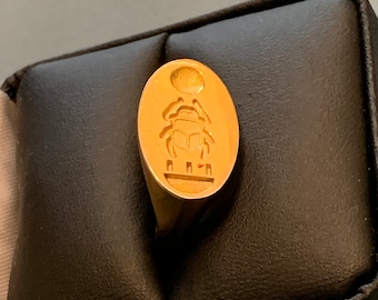 Tutankhamun - Throne Name - Unique Design - Wax Seal Sterling Silver-Gold Plated Signet Ring
