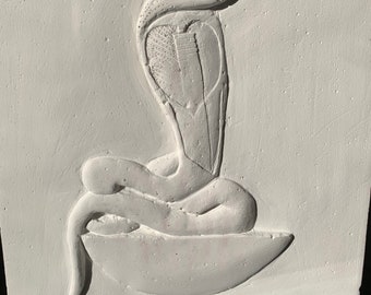 Ancient Egyptian Hand Carved Plaster Plaque Relief of a Protective Cobra