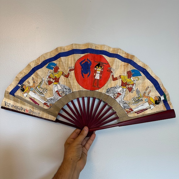 古代エジプト神話のラーの物語を描いたパピルス扇子 - Etsy 日本