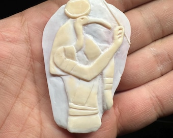 Pink Shell Hand-Carved Brooche of the Ancient Egyptian god Thoth  - Ancient Egyptian Jewelry