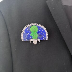 Sekhmet Sterling Silver Brooch - Lapis Lazuli and Cubic Zirconia - Ancient Egyptian Revival Replica image 10