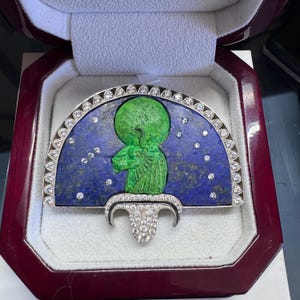 Sekhmet Sterling Silver Brooch - Lapis Lazuli and Cubic Zirconia - Ancient Egyptian Revival Replica image 11